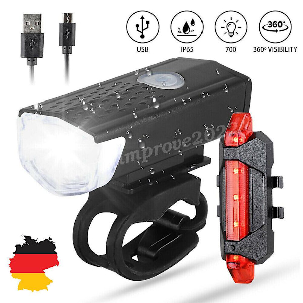 USB Led Fahrradlicht Beleuchtung Set 700 Lux Super Scheinwerfer Heller Rcklicht (ZYH)