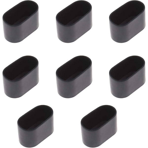 8-pack ovala bord- eller stolsbenshättor - Mjukt gummi - Repskydd - 40 x 20 mm - Svart, -Versailles  (ZYH)
