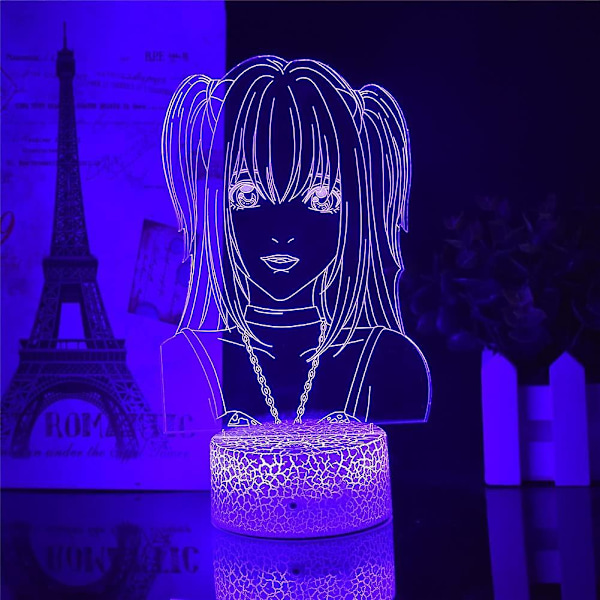 Shen Misa Amane 3d Illusion Led-ljus Misamisa Anime Figur Nattljus Kreativ Söt Flicka Sovrum Rgb Skrivbordslampa Semesterfirande (lava Base) (ZYH)
