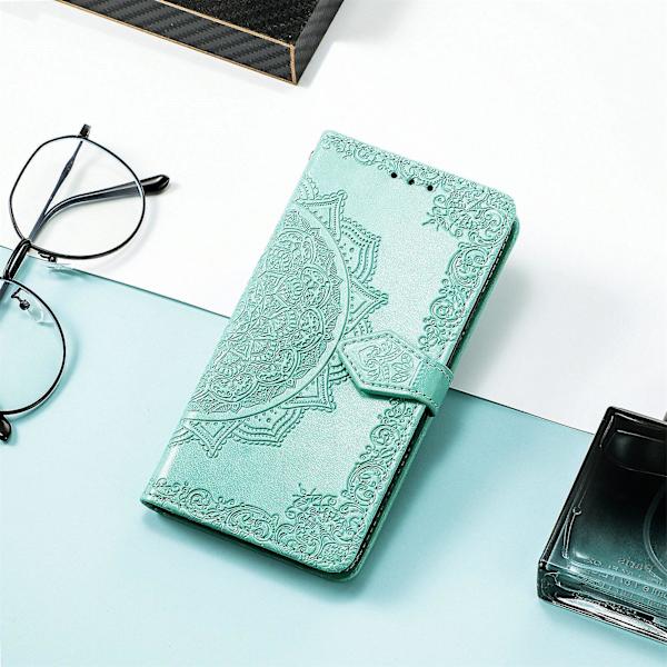 Case för Samsung Galaxy A40 Cover Läder Plånboksfodral Cover Mandala Magnetic Flip Protection Stötsäker - Grön (DPD)