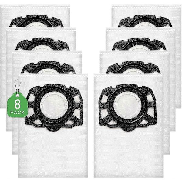 8-pack KFI 357 dammsugarpåsar kompatibla med Kärcher WD 2 Plus, WD 3, WD 3 Battery, KWD 1, KWD