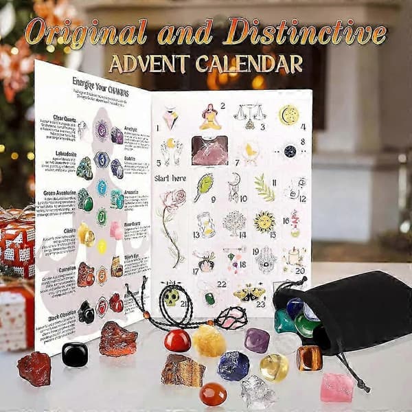 Julkalender Kristaller 2024 24 Dagar Julnedräkning Chakra Healing Stenar 2025