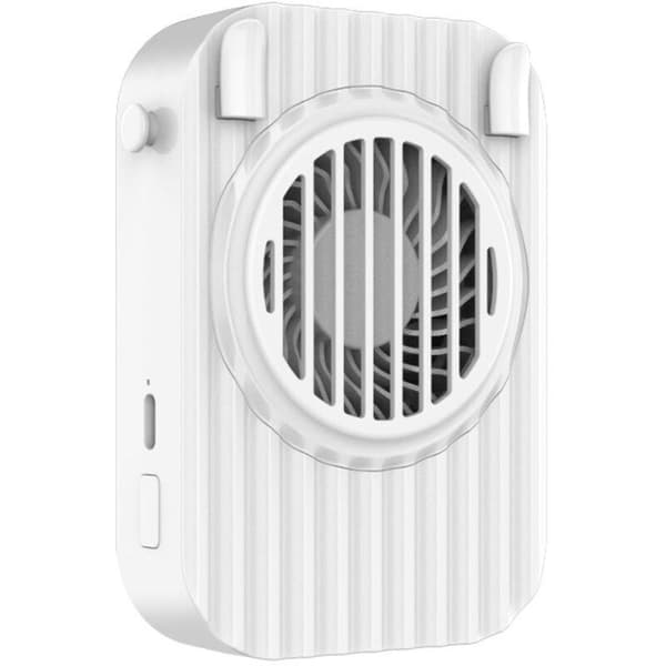 Bærbar halsventilator, genopladelig loftventilator, lille USB-lommeventilator til udendørs brug (hvid)