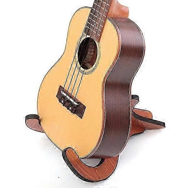 Gitarrställ i trä, golvställ, hopfällbart, för klassisk akustisk gitarr, bas, med anti-kollisions EVA-gummi på kanterna