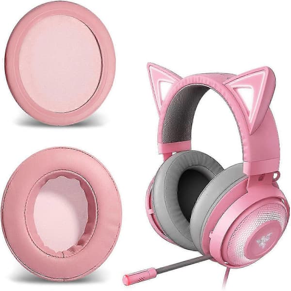 Erstatningsøreputer for Razer Kraken BT Kitty Edition trådløse hodetelefoner - Protein Leather øreputer (rosa)