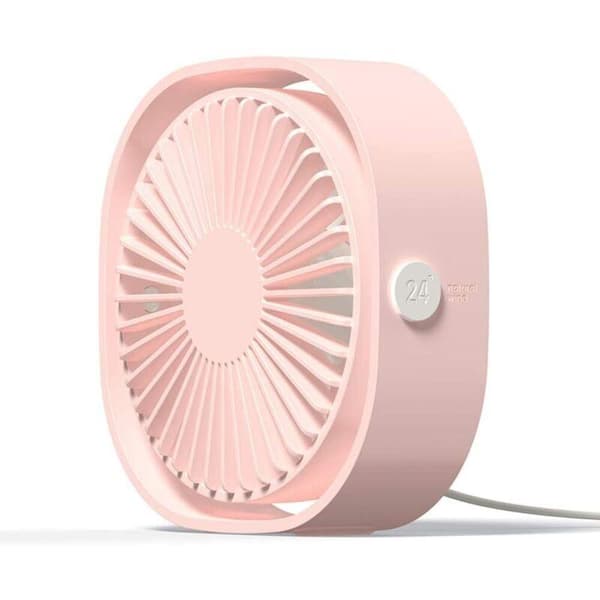 Mini USB-fläkt, bärbar bordsfläkt, tyst bordsfläkt, 3 justerbara hastigheter - Rosa