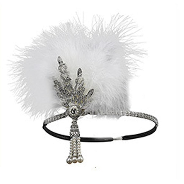 Vinta 1920-tal Ing 20-tal Gatsby-del med 1920-talets flapper Gatsby H-accessoarer  (ZYH) White