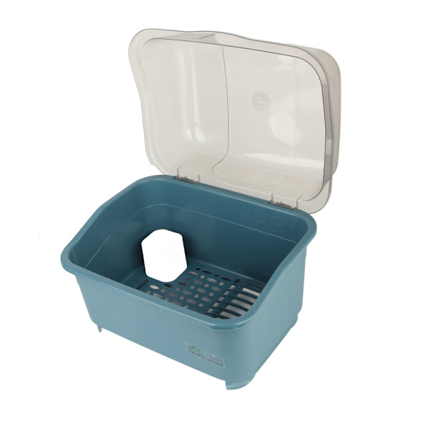 Diskställ Disk Skål Bestickhållare Organizer med Avrinningsbricka och Transparent Lock  (ZYH)