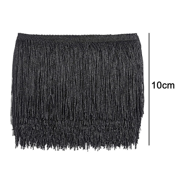 Svart 10 cm 10 m sömnad franskant - frans tofs 15 cm/10 cm bredd för kjol Bröllopsklänning Lampskärm dekoration (ZYH)