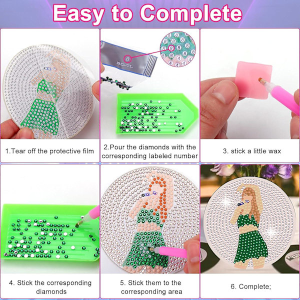 ATCLV Coaster Taylor Diamond Painting Art Set för vuxna och barn DIY Diamond Art Coaster med stativ för fans presenter (ZYH)