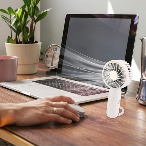 Mini bærbar ventilator. Håndholdt ventilator. Personlig USB-bordventilator. Lommeventilator (hvid)