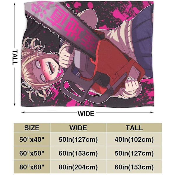 Himiko Toga My Hero Academia Collage Anime filt Supermjuk lätt filt Vardagsrum/sovrum Varm inredning Presentidé (ZYH) 80x60in 200x150cm