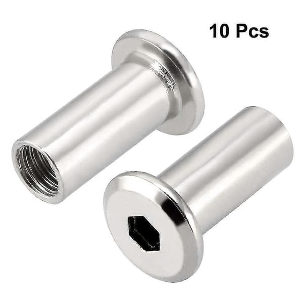 M8x20mm Sekskant Hylse Hode Innsettingsmutter Skrue Stolpe Hylsemutter For Møbler 10 stk