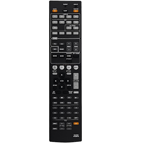 Rav332-wt92680ex Byt ut fjärrkontroll för Yamaha Yht493 Rxv367 Rxv367bl Av-mottagare (DPD) Black