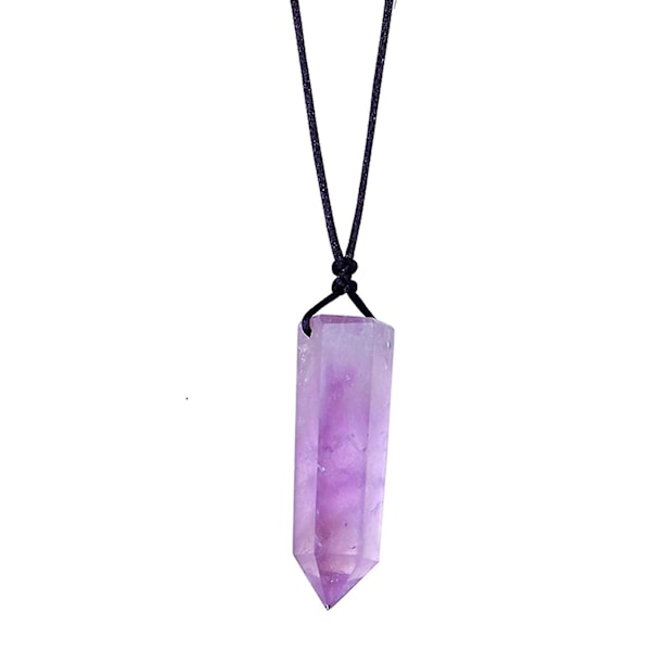 Energistens Halsband Naturlig Lila Kristall Ametist Hexagonal Pelare (ZYH)