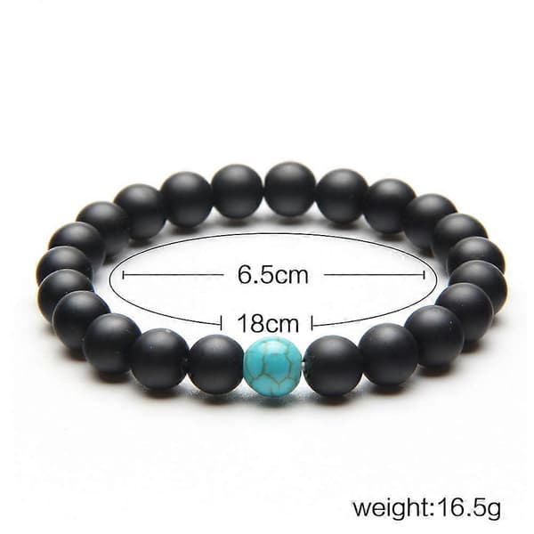 Matchende armbånd til par, klassisk perlearmbånd, blå sort 8 mm glas, forhold, 2 stk.