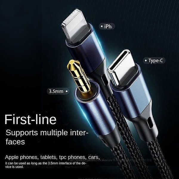 Tre-i-en Aux-lydkabel, Type-C Apple 3,5 mm Audio Multifunktionelt bil-lydkabel