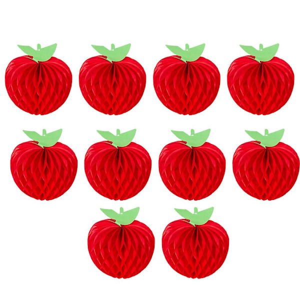10 st 20 cm pappersäpple bikake dekor fläkt set vägg hängande bikake boll form hänge festtillbehör för inomhus och utomhus festtillbehör (DPD) Red