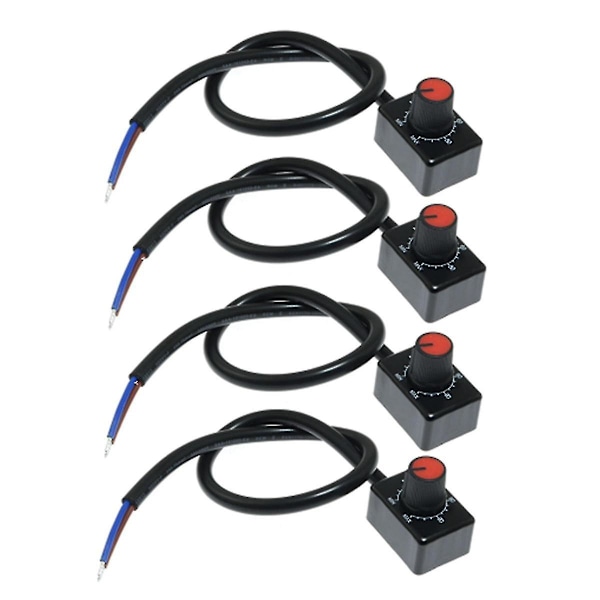 DC 0/1-10V Knob LED-dimmer, lågspännings passiv dimmer PWM-dimning för 0-10V eller 1-10V dimbara elektroniska LED-drivrutiner 4 st  (ZYH) Black
