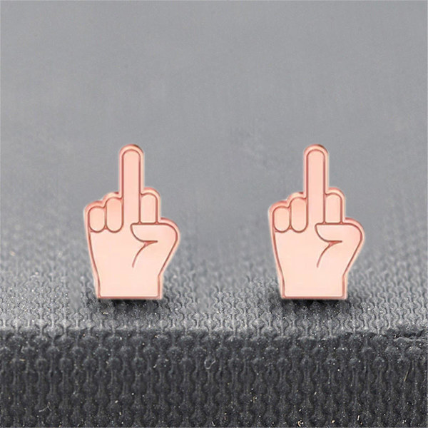 Middle Finger Örhängen GAO2143  (ZYH) Beige One Size