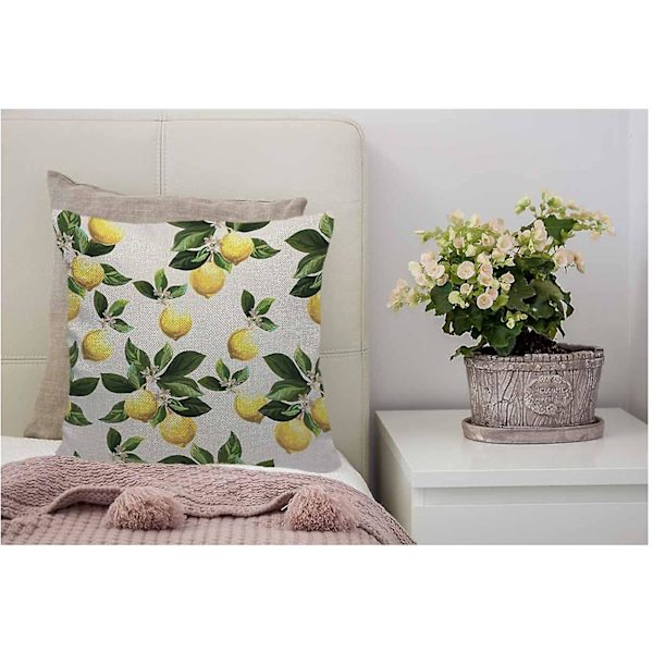 Citroner Cover Gul Citrongröna blad Citrus Dekorativa kuddfodral för soffa, bäddsoffa Case 45X45 Cm -[A10043] (DPD) 45X45CM