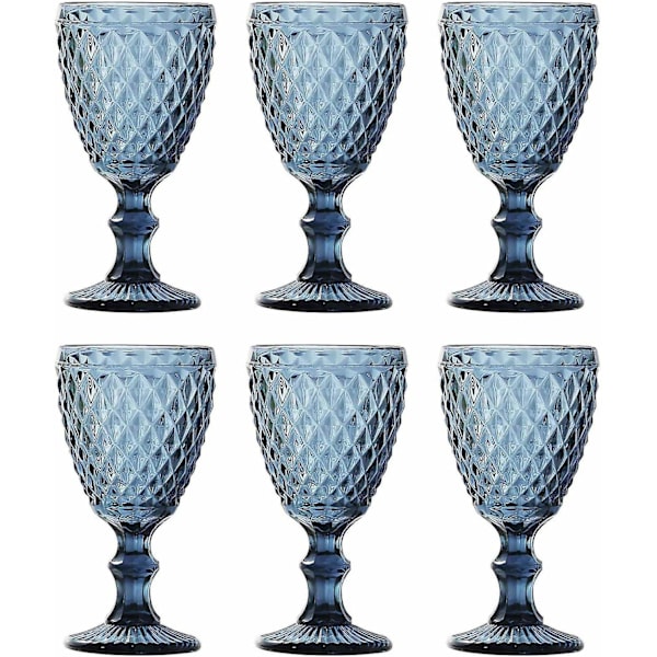 6-delat set glasnät King vinglas vinglas vattenglas långt dricksglas - Blå (ZYH)