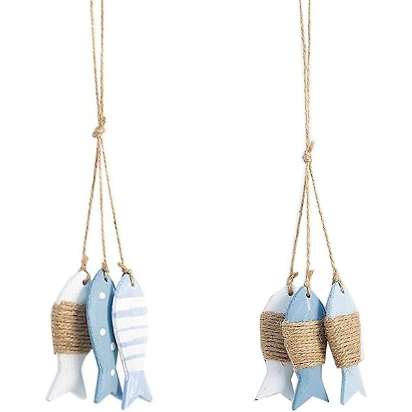 6pcs Wooden Fishes Wooden Wall Decor, With String  (DPD)