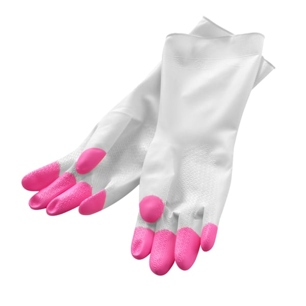 PVC Hushållshandskar Rengöring Anti Slip Multifunktionella Ergonomiska Vattentäta Diskhandskar Rosa (ZYH)