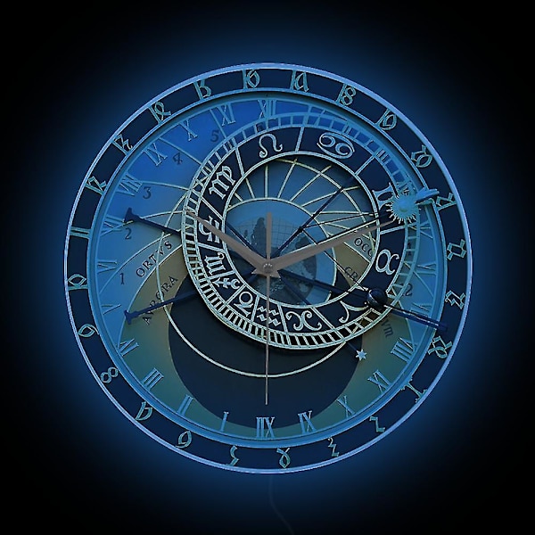 Tjeckien Prag Väggklocka För Sovrum Constellation Heminredning Watch Astronomiskt tryck Klocka Astronomy Lover Gift (DPD) Metal Frame