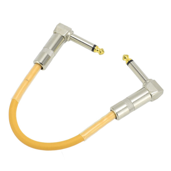6 st gitarr patchkabel 6 tum 6,35 mm rätvinklig ljudkabel för effektpedal mixer förstärkare elgitarrer basar gul (ZYH)