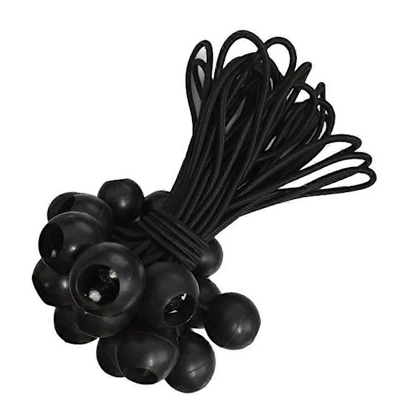 Elastisk snor med kugle, høj elastisk bold, teltstropper, campingtilbehør, sort 15 cm til udendørs aktiviteter, 25 stk.