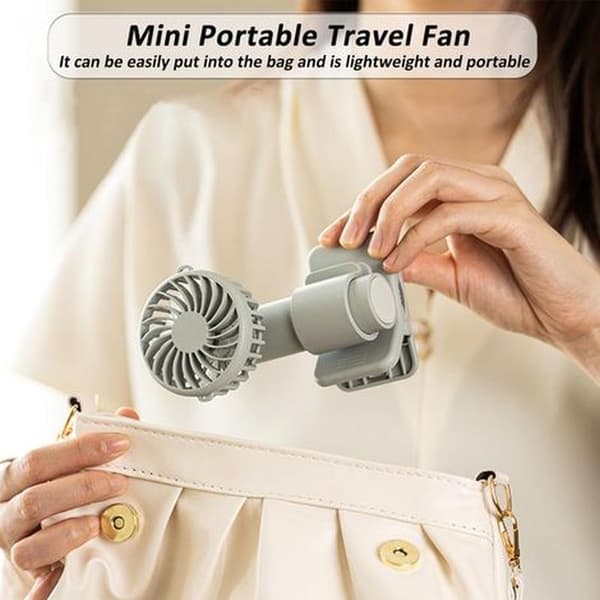 Multifunktionel clip-on ventilator. Hurtig afkøling. Mini bærbar ventilator. Tre hastigheder. Justerbar luftstrøm - hvid.