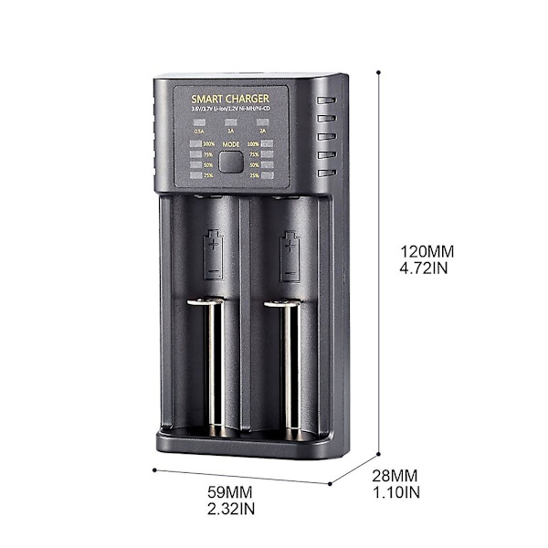 USB 3,6/3,7v laddningsadapter för 10400/14500/14650/16340/18650 Li-ion-batterier (DPD)