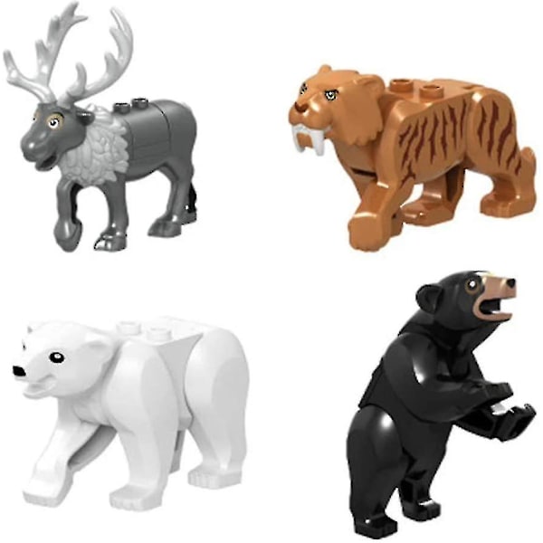 9st/ set Stadsdjur Byggklossar Zoonfigurer Modell Mammoth Sabertooth Toys (DPD)