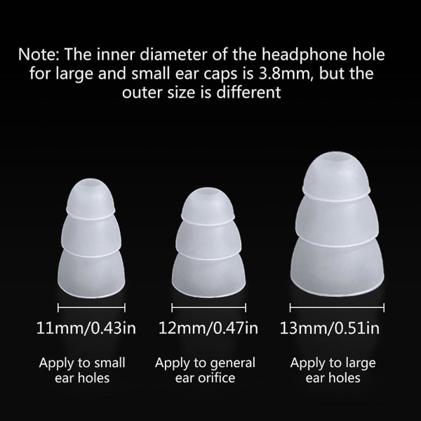 Ersättning Triple Flange Öronproppar Öronproppar Silikonkuddar För In Ear Hörlurar  (ZYH) Transparent