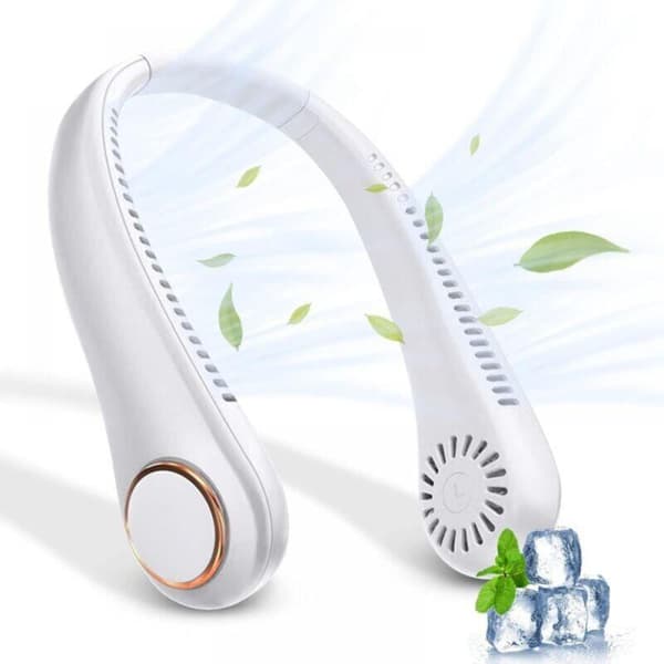 Bærbar halsventilator (uden blade). USB genopladelig bærbar halsventilator. 360° justerbar halsventilator