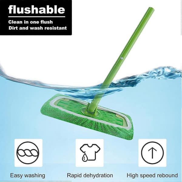 6 stk. genanvendelige mikrofiber moppepuder til Swiffer Sweeper moppe, tørre fejningsklude og våde moppeklude til gulvvask