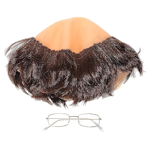 1 set munkperuk med glasögon skallig cap Cosplay festperuk rekvisita Halloween munk skallig peruk för vuxen (DPD)