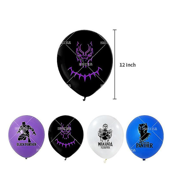 Svart Panther temafestdräkt Grattis på födelsedagen Banner Karaktär Dekorativ flagga Ballong Combo Barnfest Layout Tillbehör  (ZYH)