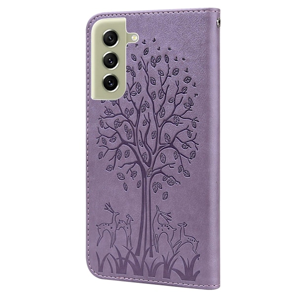 För SAMSUNG Galaxy S21 Fe 5G Präglad Läderfodral  (DPD) Purple Samsung Galaxy S21 FE 5G