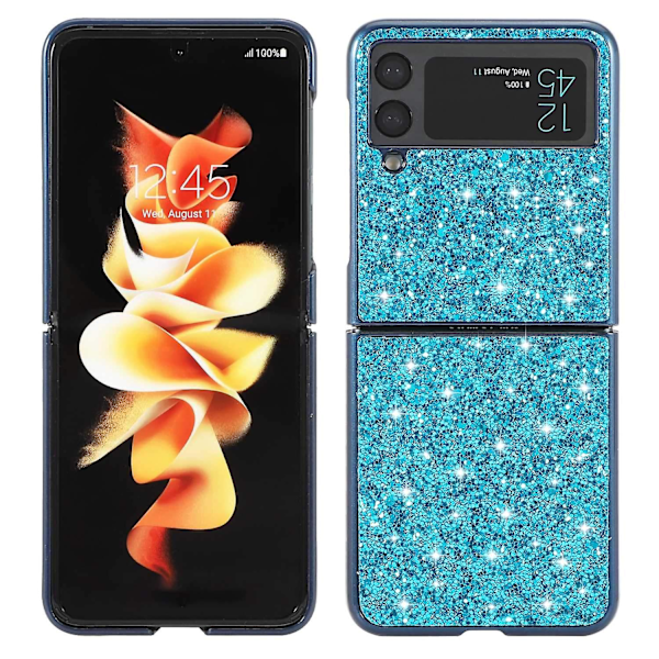 För Samsung Galaxy Z Flip4 5G Glitter Sparkling Case Electroplating TPU Frame Protective Cover  (DPD) Blue Samsung Galaxy Z Flip4 5G