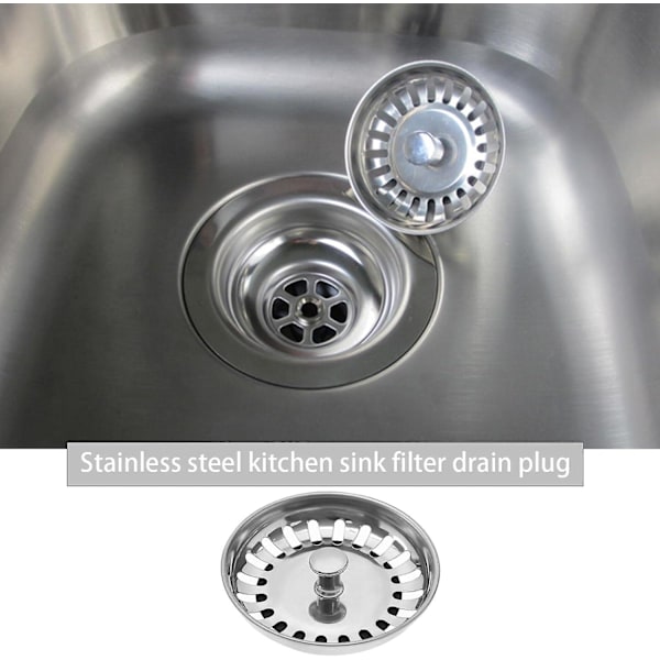 Diskho Samling 114mm Rostfritt Stål Kökshandfat Korg Sil Plug Avloppsrör Lämplig För 83-90mm Diskho Diameter Kökshandfat Tillbehör  (ZYH)