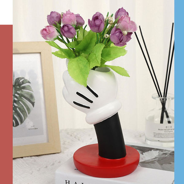 Disney Musse Modern Blomvas Dekor Prydnad Tecknad Harts Hem Blom Konst Dekor, 100% Ny (DPD) Red