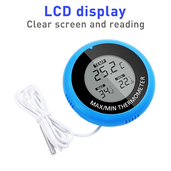 Vattentät termometer Digital termometer Högprecisionstermometer Fish Tank Thermometer (ZYH) Blue