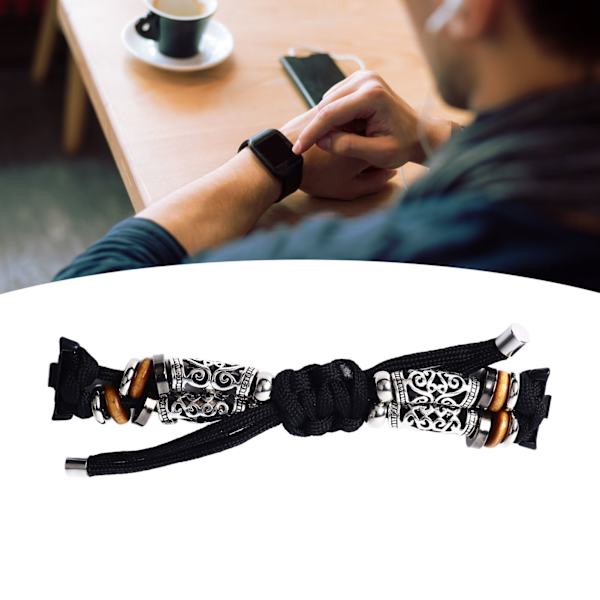 Flätat klockarmband Unikt handvävt Hållbart Etniskt klockarmband för Xiaomi 8 Pro Svart  (ZYH)