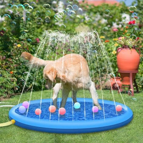 Oppblåsbart hundebasseng - 100 cm - Sammenleggbart - Tykt - Lekematte for sommer, hage, strand, bakgård - Blå