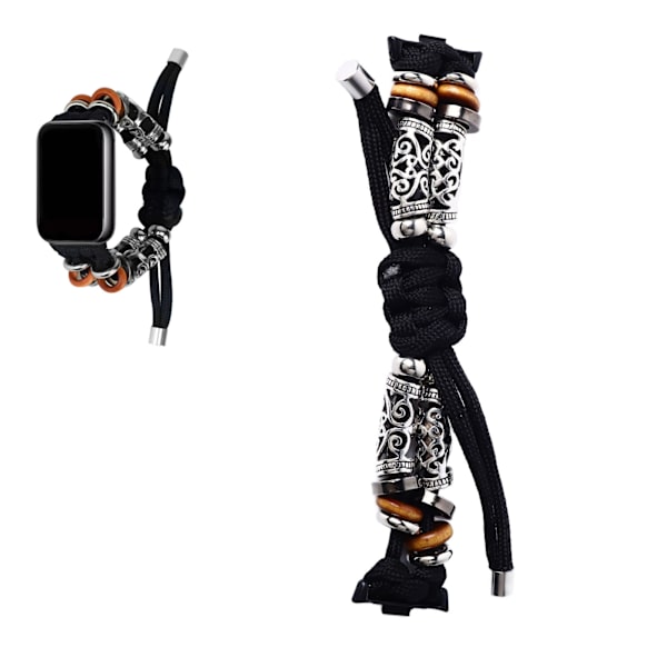 Flätat klockarmband Unikt handvävt Hållbart Etniskt klockarmband för Xiaomi 8 Pro Svart  (ZYH)