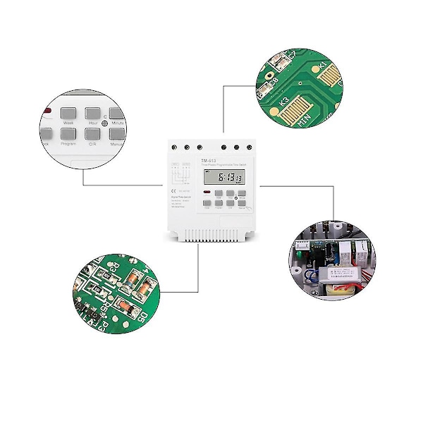 Trefas 380v 415v timerprogrammerbar switch med bakgrundsbelysning (ZYH) White