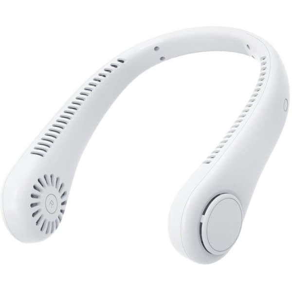 Halsventilator. Bladløs USB-ventilator. Tre hastigheder. Bærbar og genopladelig halsventilator - hvid.