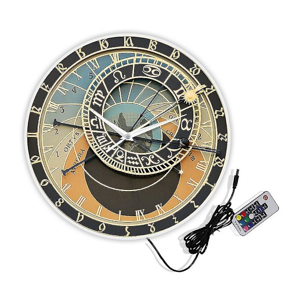 Tjeckien Prag Väggklocka För Sovrum Constellation Heminredning Watch Astronomiskt tryck Klocka Astronomy Lover Gift (DPD) Metal Frame